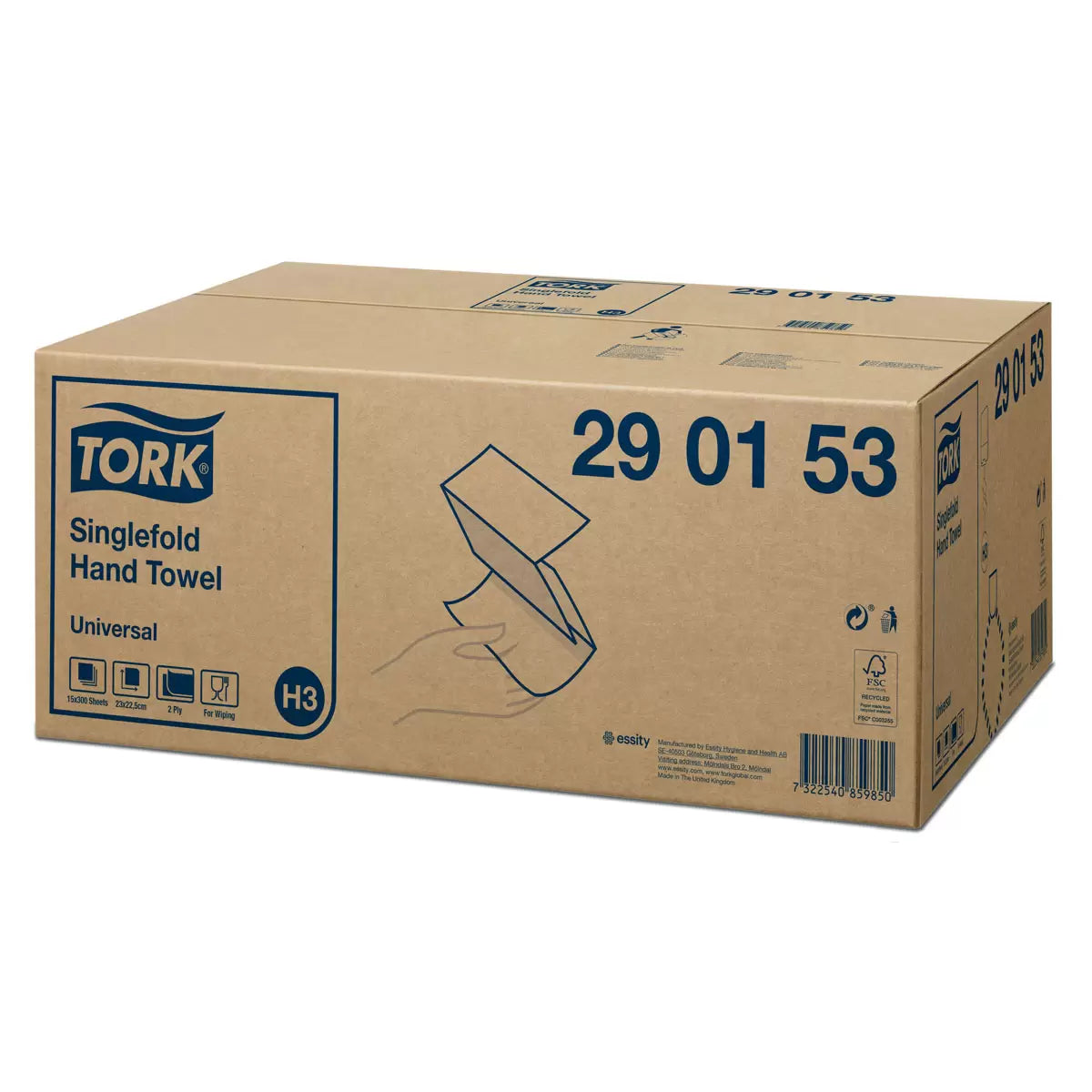 Tork Singlefold Hand Towel, 15 Pack x 300 Sheets