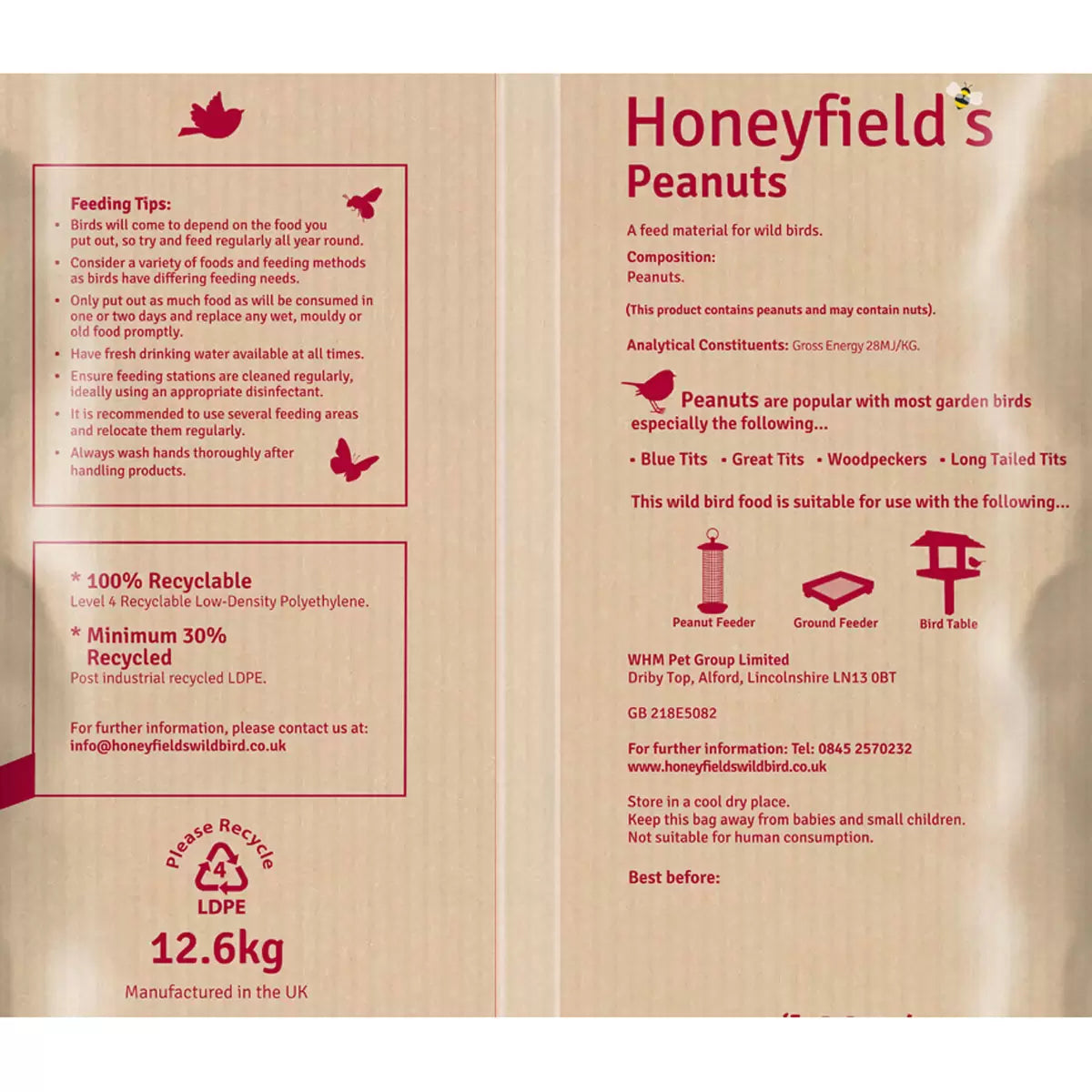 Honeyfield's Peanuts for Wild Birds, 12.6kg
