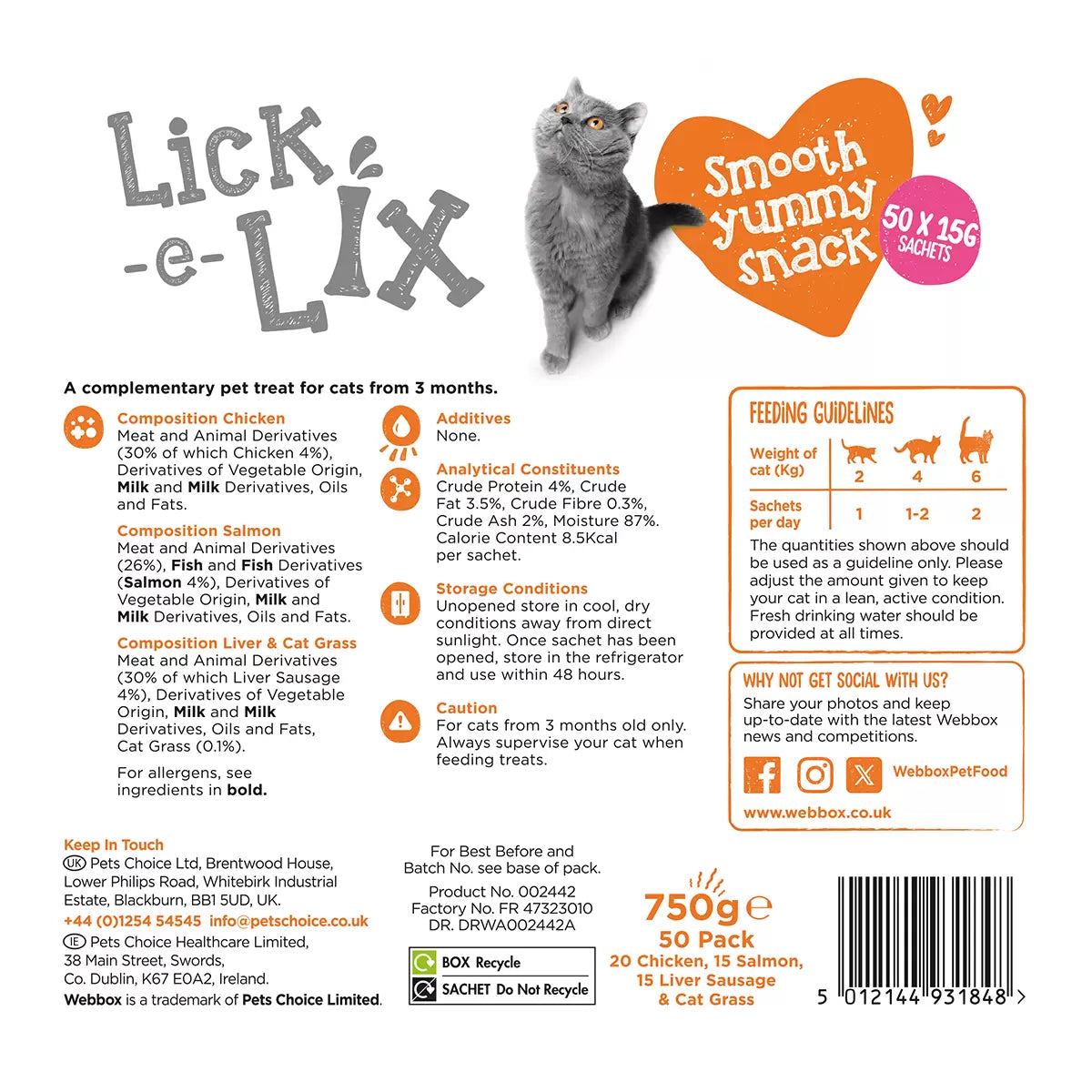 Webbox Lick-e-Lix Cat Treat Mega Pack, 50 x 15g
