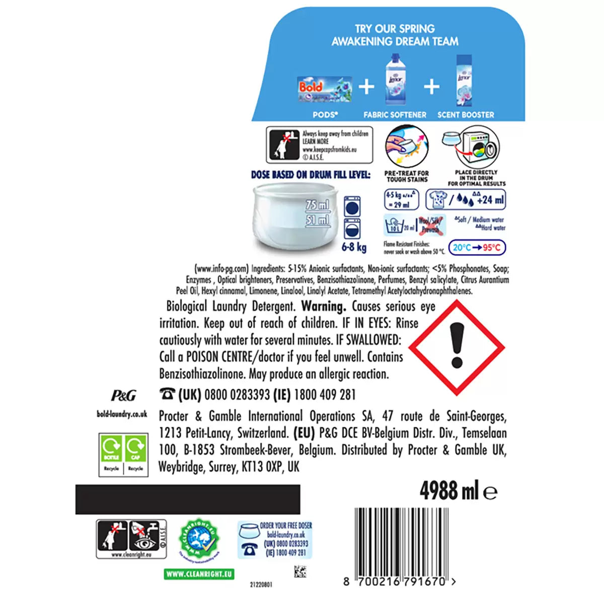 Bold laundry liquid spring awakening 172 wash 4.988L