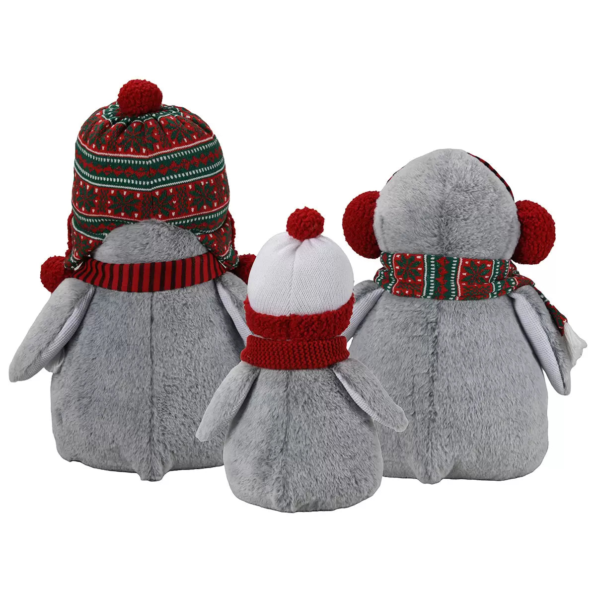 Plush Holiday Christmas Decorations Penguins - Set of 3