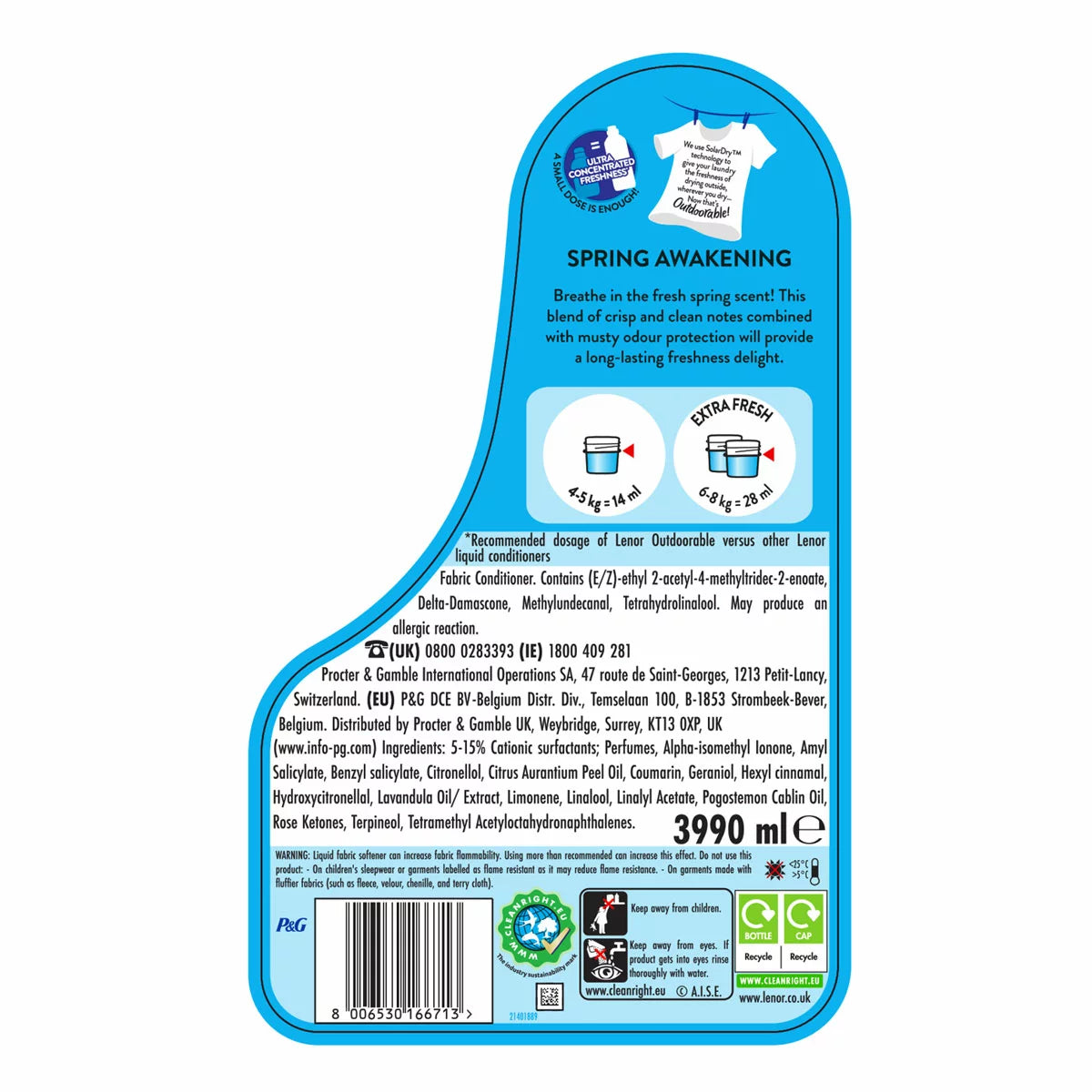 Lenor Outdoorable Spring Awakening Fabric Conditioner, 285 Wash (3.99L)