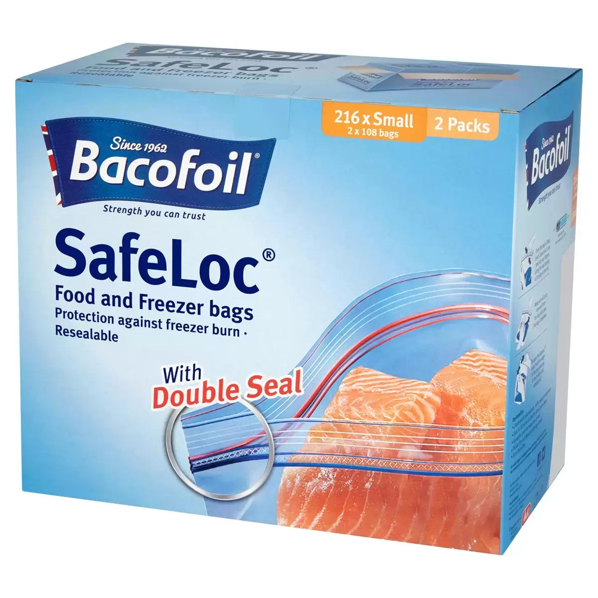 Bacofoil Safeloc® Food and Freezer Small Bags 216 bags, Medium 152 Bags.