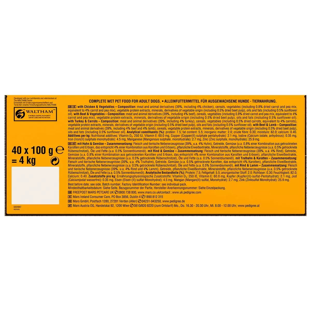 Pedigree Variety Pouch in Gravy, 40 x 100g