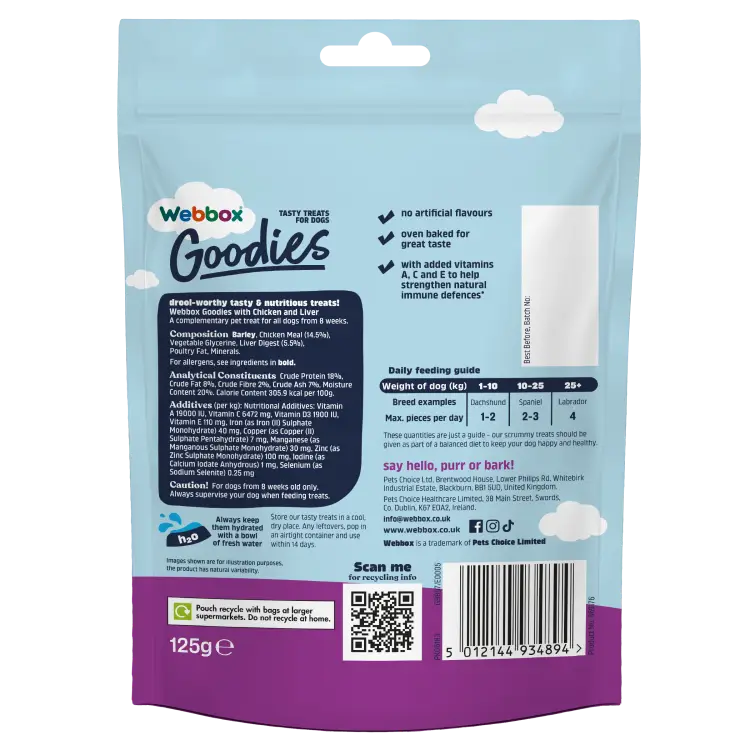 Webbox Goodies Chicken & Liver Baked Dog Treats 125g