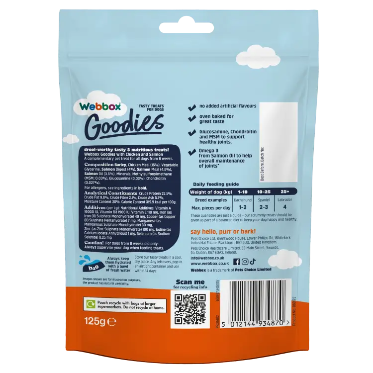 Webbox Goodies Chicken & Salmon Baked Dog Treats 125g