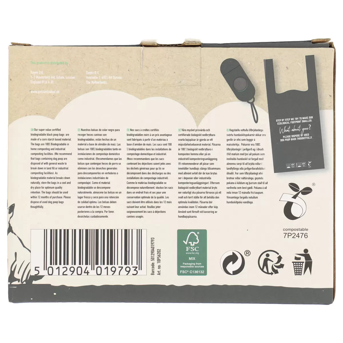 Rosewood Biodegradable Dog Poop Bags, 370 Bags & 1 Dispenser