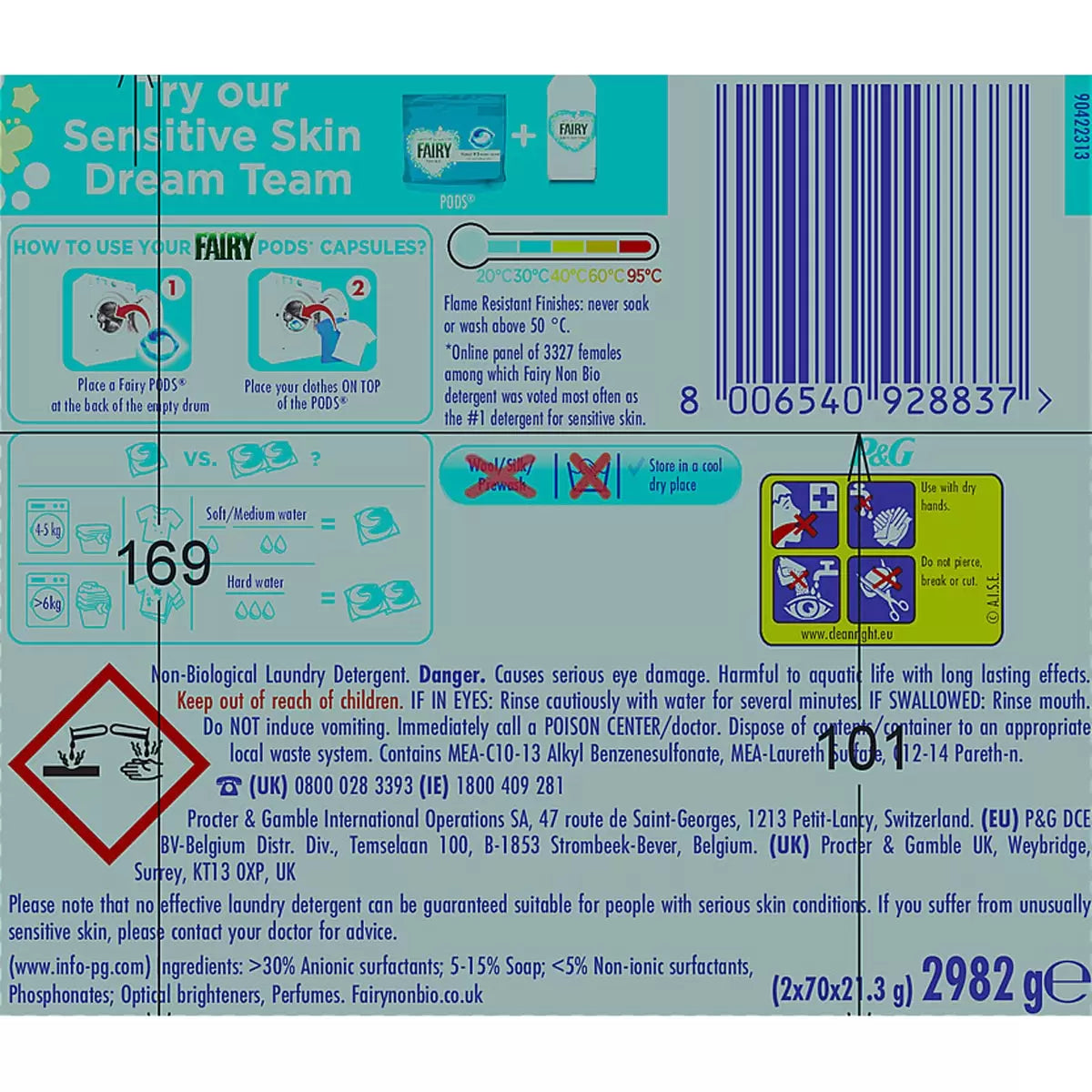 Fairy non bio pods 140 washes 3.2kg