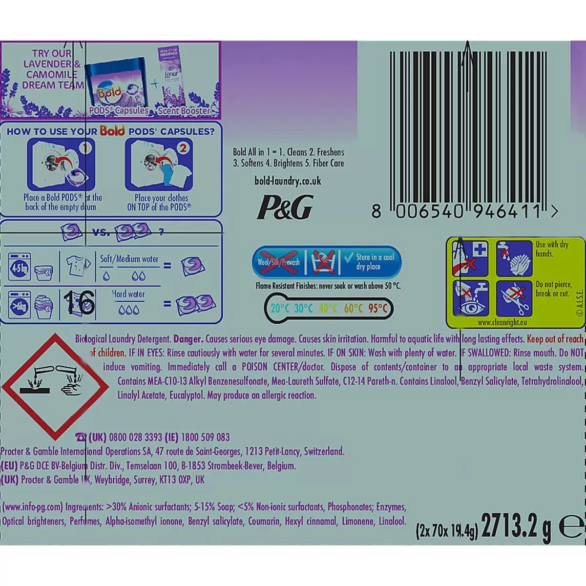 Bold all in one pods Lavender & Camomile 140 washes, 3.72kg