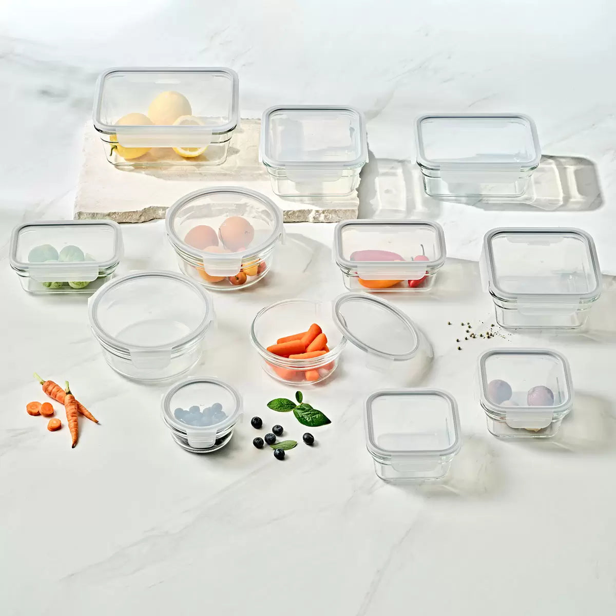 Glasslock Food Storage Set, 26 Piece & 28 Piece, Two Option
