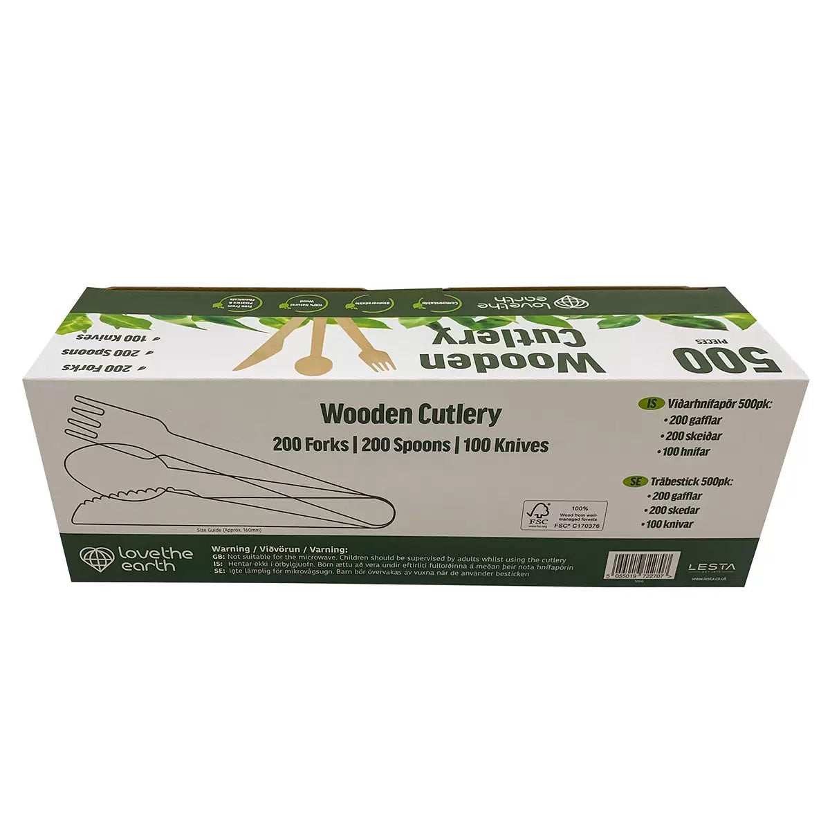 Love The Earth Wooden Cutlery Variety, 500 Pack