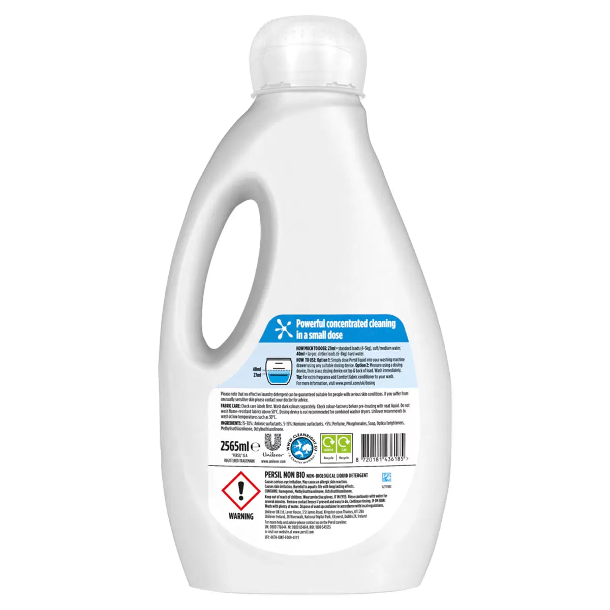 Persil Non Bio & Bio Laundry Liquid, 95 Washes (2.565L)