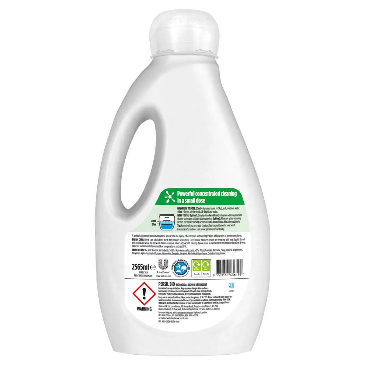 Persil Non Bio & Bio Laundry Liquid, 95 Washes (2.565L)