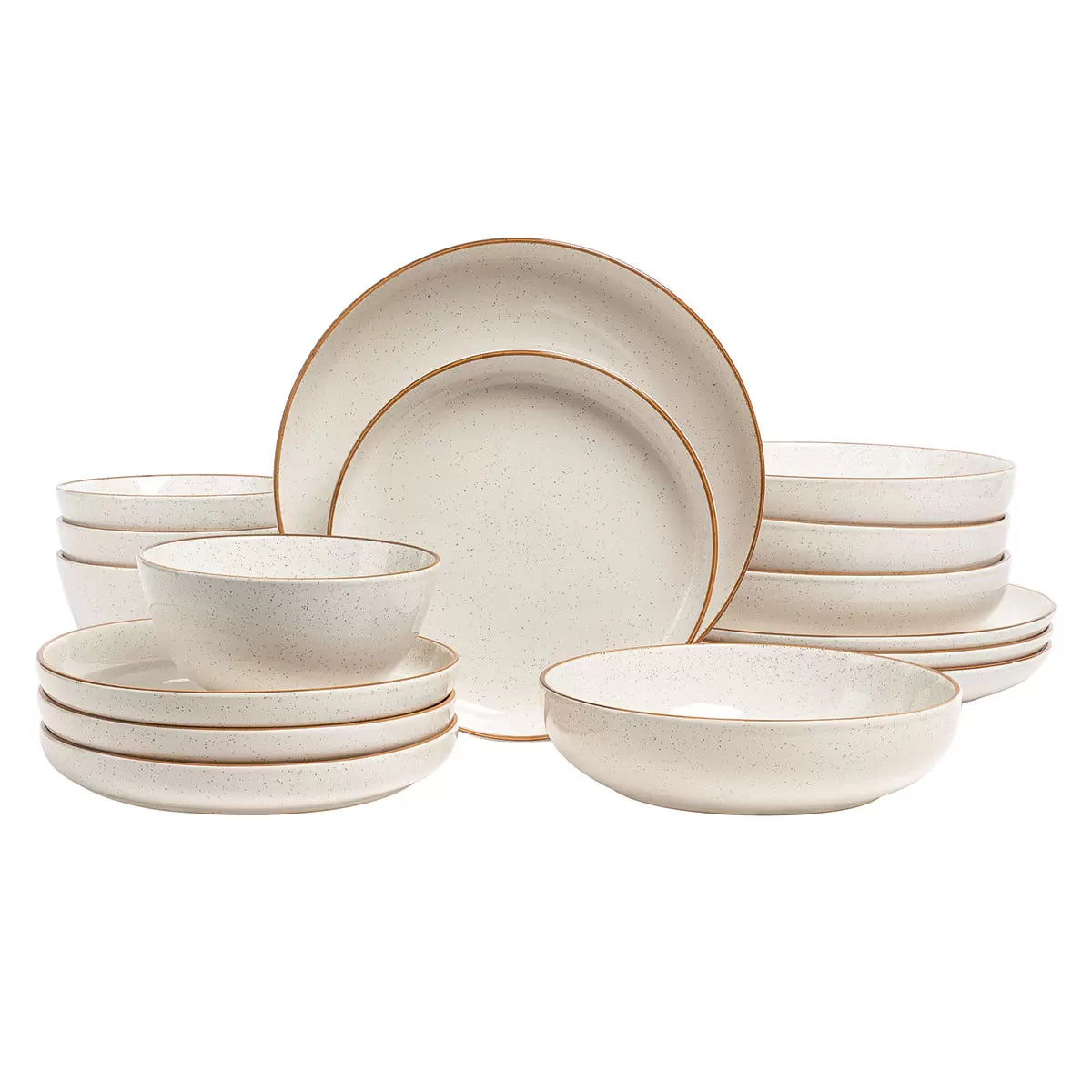 Over & Back Stoneware Dinnerware Set, 16 Piece in 2 Colours