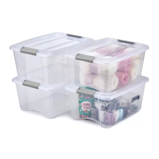 IRIS OHYAMA 15L and 33.5L Storage Box with Lid - 4 pack & 3 Pack