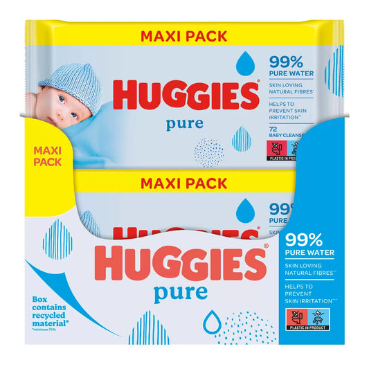 Huggies Pure Baby Wipes, 12x 60 Wipes