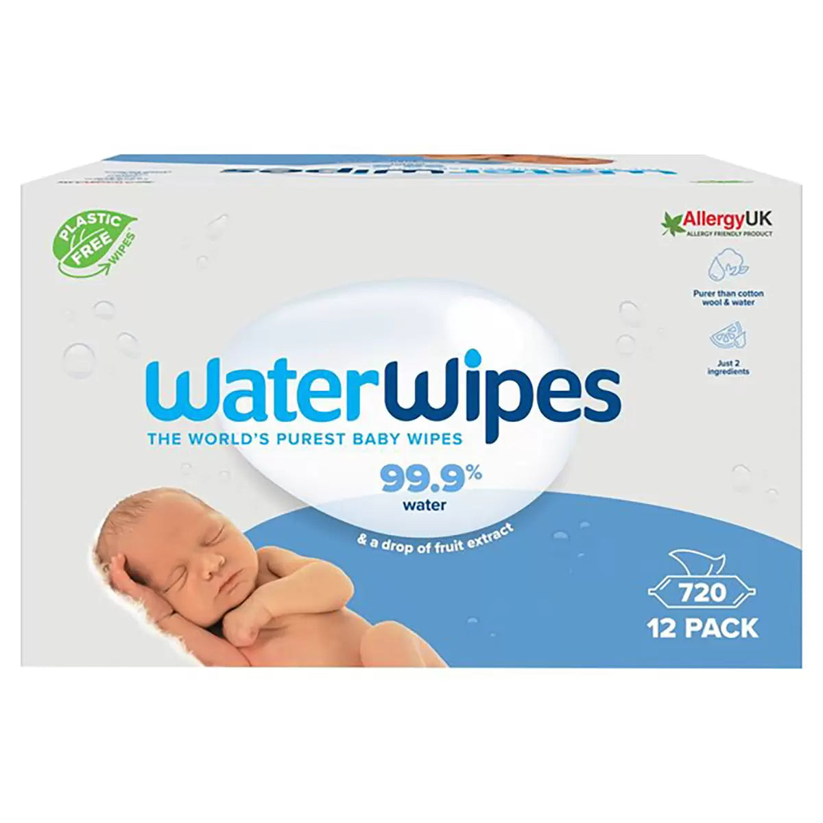 Biodegradable Baby WaterWipes, 12 x 60 Wipes Pack