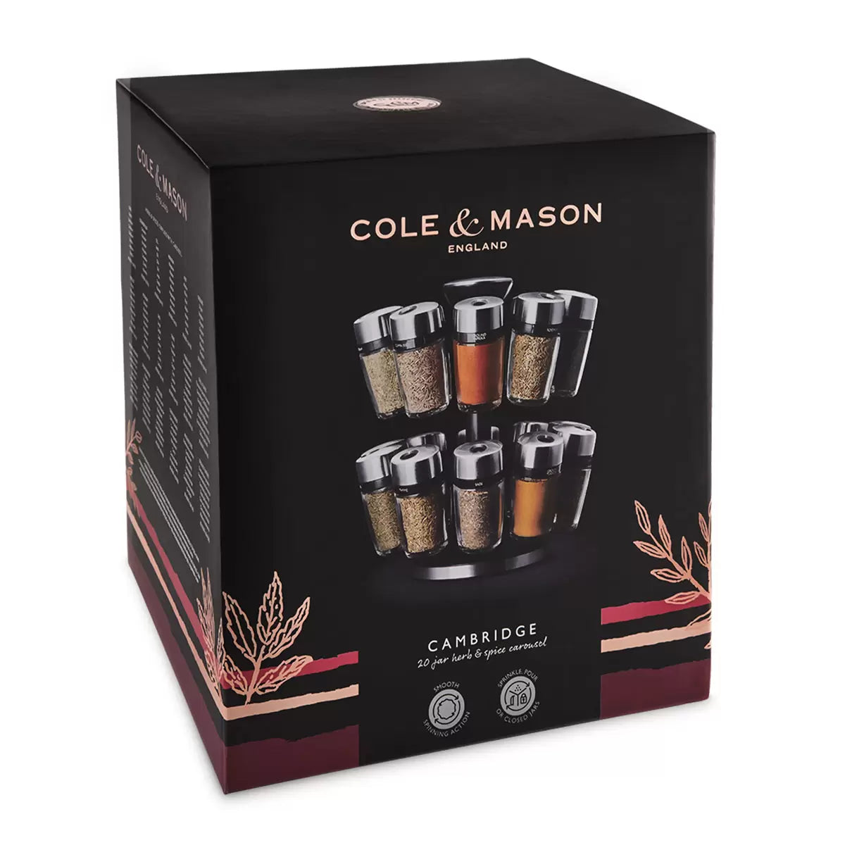 Cole & Mason 20 Jar Filled Spice Rack Carousel