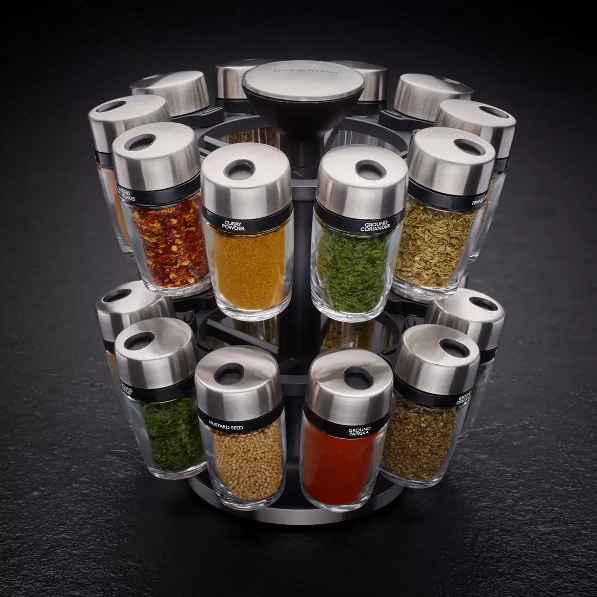 Cole & Mason 20 Jar Filled Spice Rack Carousel