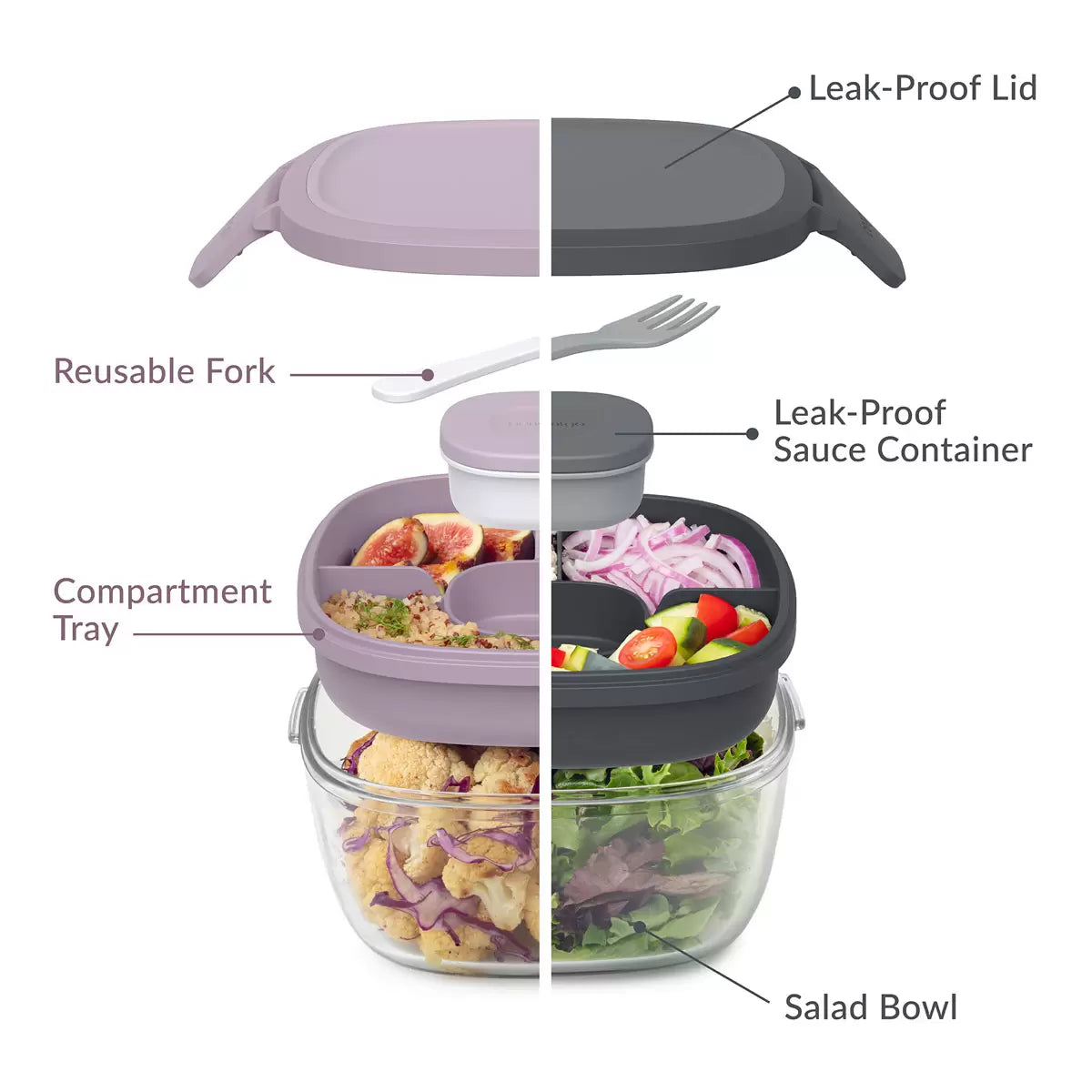 Bentgo All-In-One Glass Salad Container, 2 Pack
