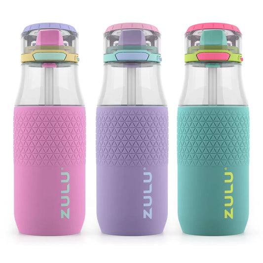 Zulu Tritan Water Bottle, 511ml, 3 Pack in 2 Colours