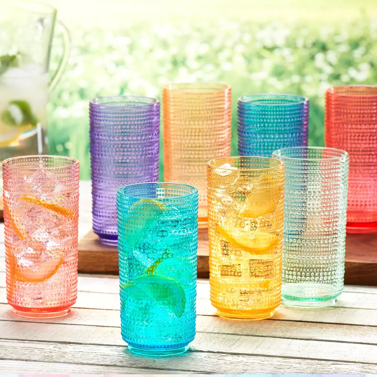Pandex Acrylic Beaded Stacking Tumblers, 650ml, 8 Pack