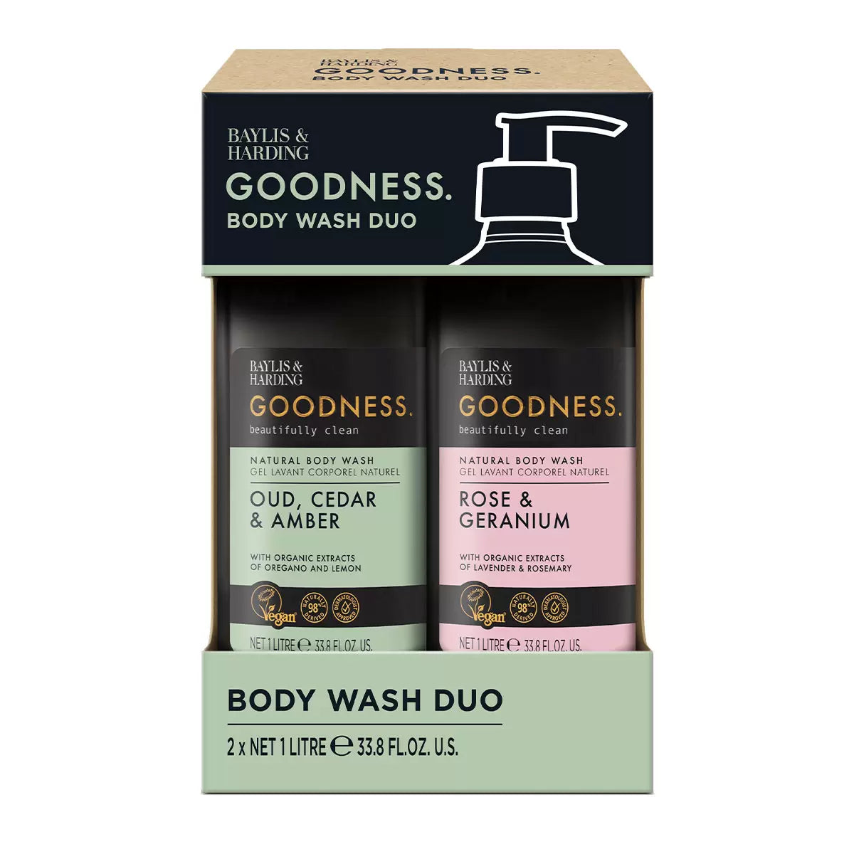 Baylis & Harding, Goodness Bodywash, 2 x 1L