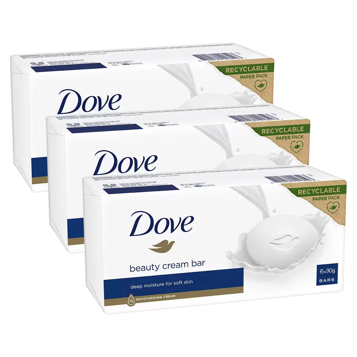 Dove Original Beauty Bar Soap with ¼ moisturising cream, 18 x 90 g