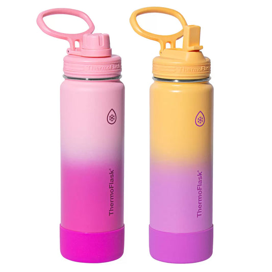 ThermoFlask Stainless Steel 700ml Water Bottle, 2 Pack