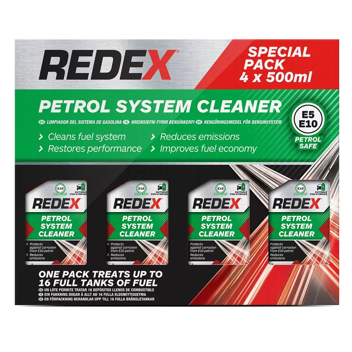 Redex Fuel System Cleaner for Petrol Cars, 500ml, 4 Pack