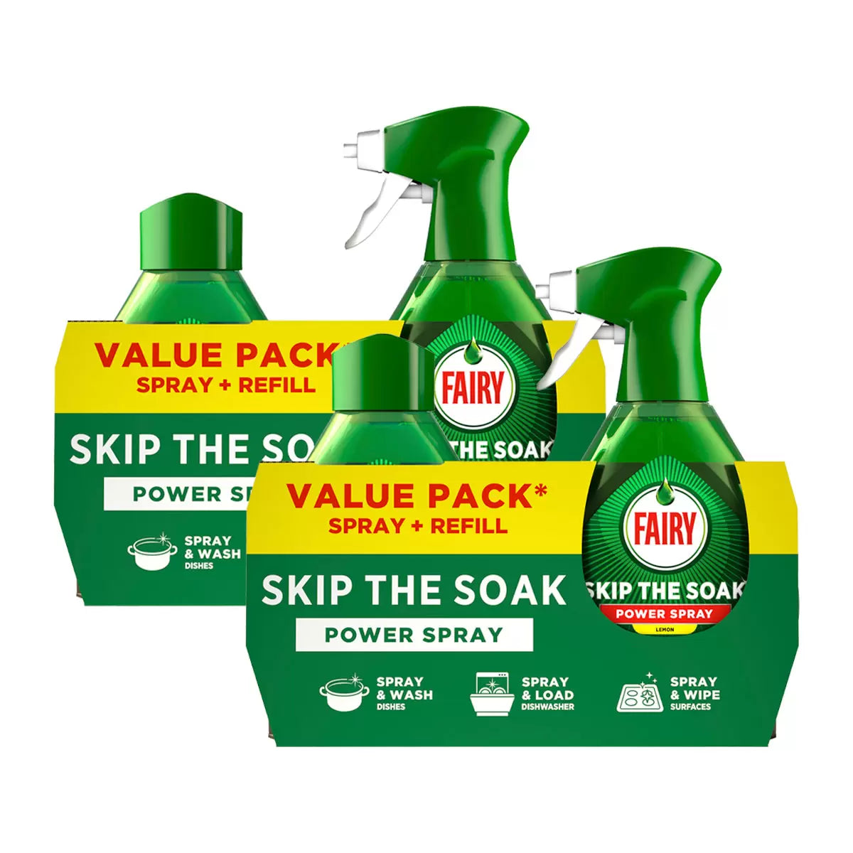 Fairy Skip The Soak Power Spray, 2x Spray & 2x Refill, 2600ml