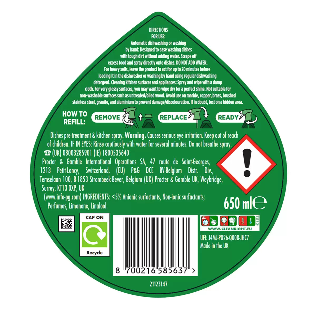 Fairy Skip The Soak Power Spray, 2x Spray & 2x Refill, 2600ml