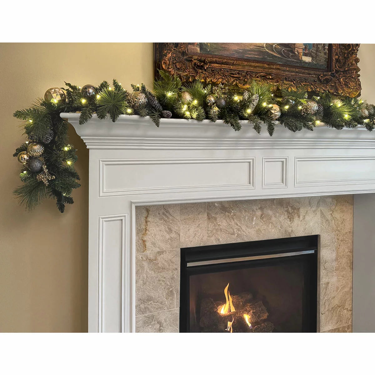Pre-lit 9 ft Christmas Artificial Garland With Twinkling LED Lights