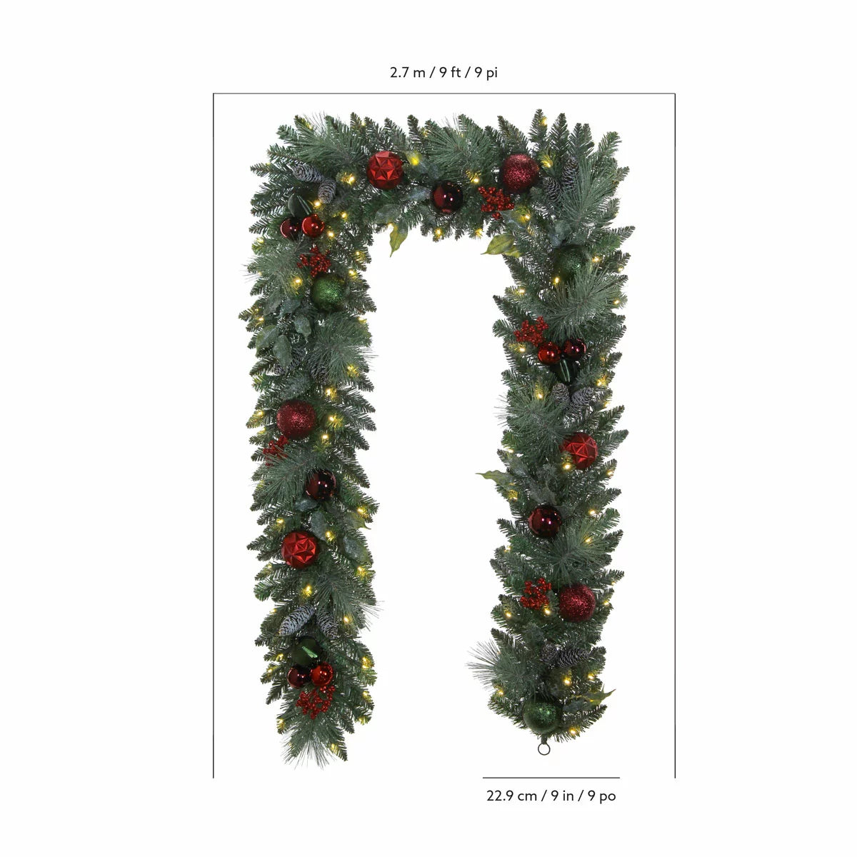 Pre-lit 9 ft Christmas Artificial Garland With Twinkling LED Lights