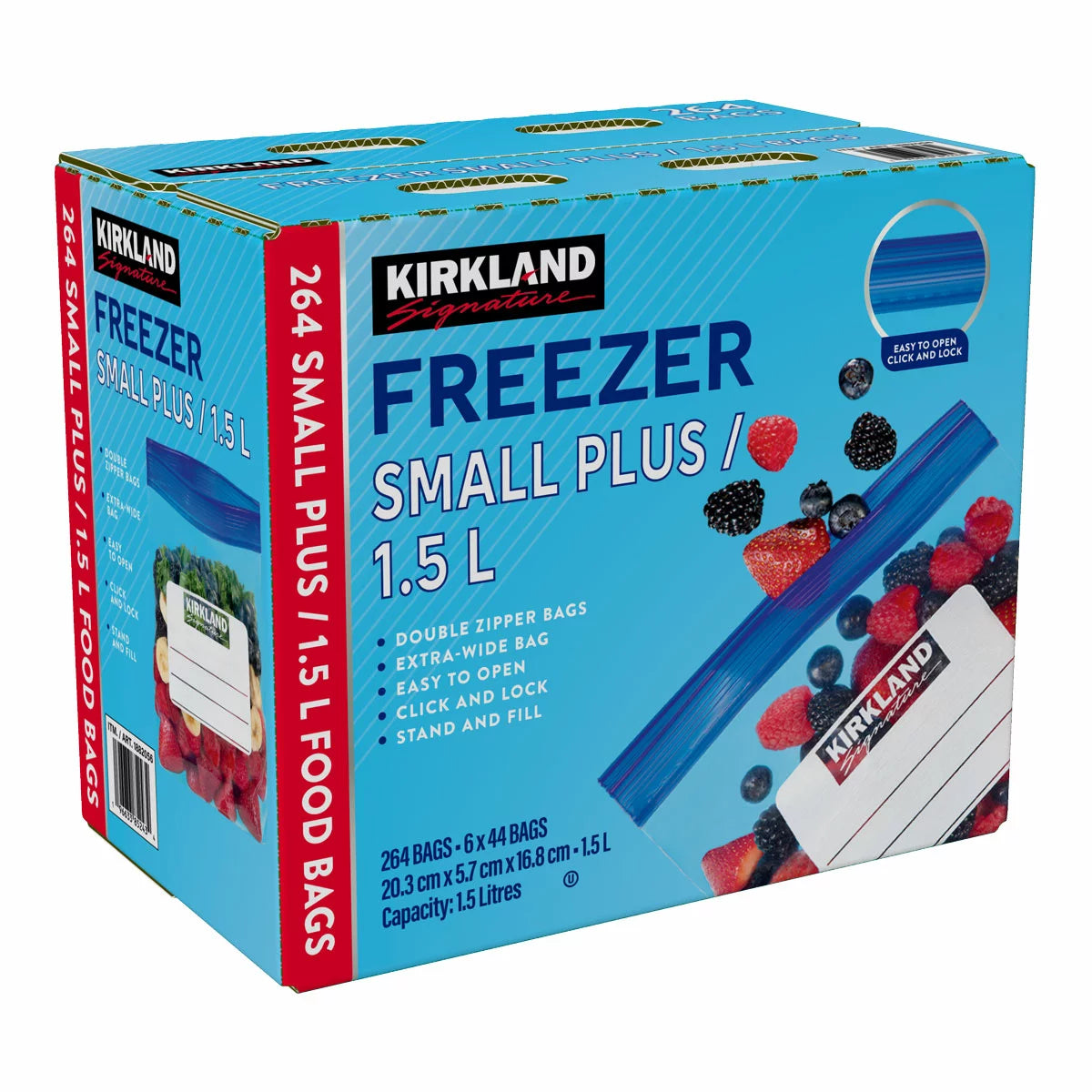 Kirkland Signature Freezer Small Plus 1.5L, 264 Count, 6x44