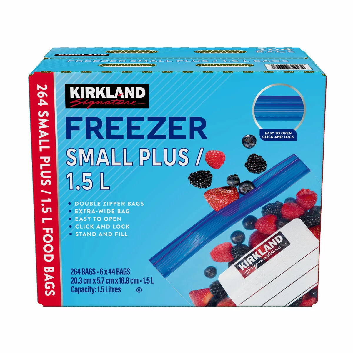 Kirkland Signature Freezer Small Plus 1.5L, 264 Count, 6x44