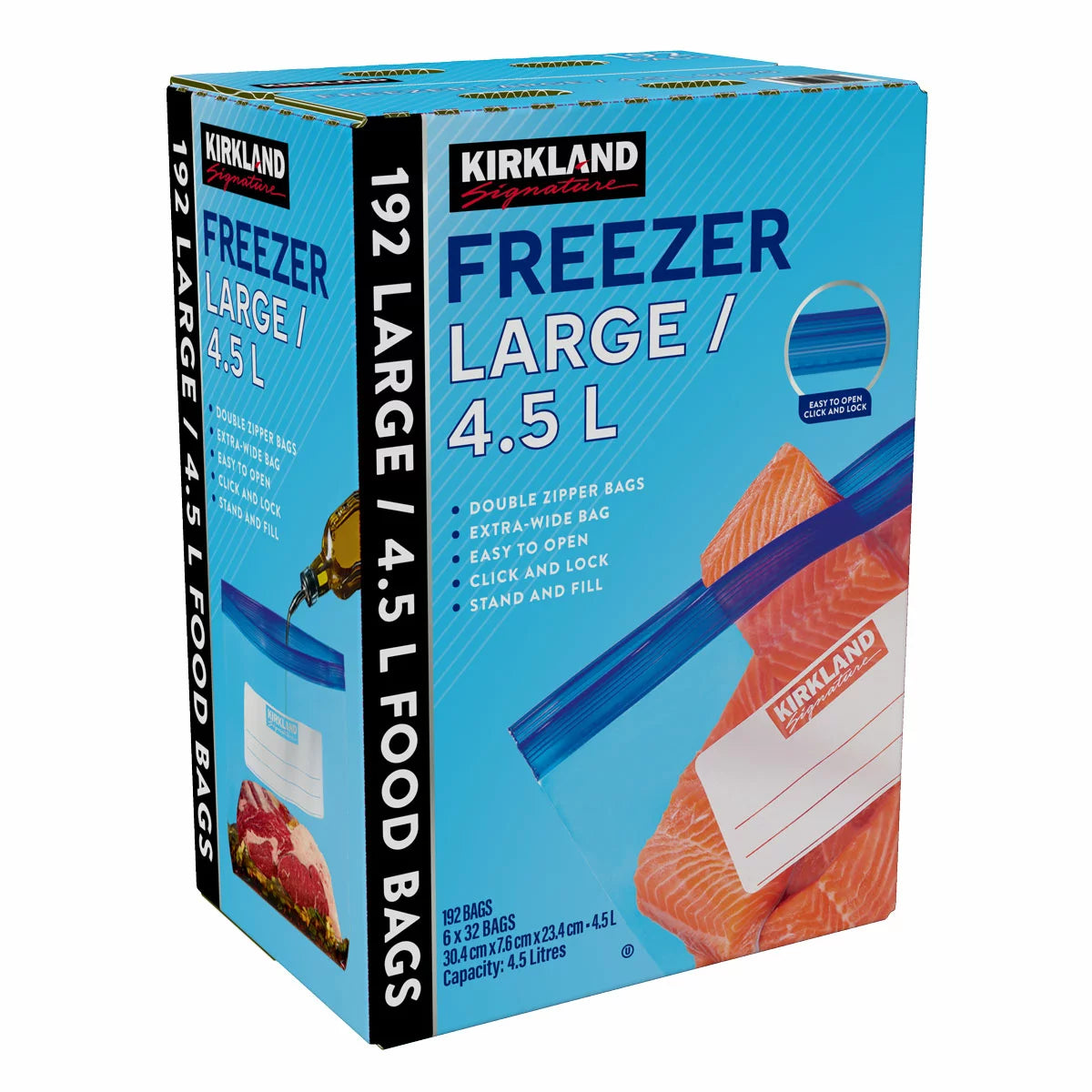 Kirkland Signature Freezer Large Bags 4.5L, 192 Count