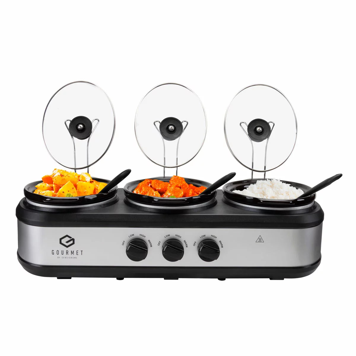 SensioHome Gourmet Triple Slow Cooker & Warming Station 7.1L