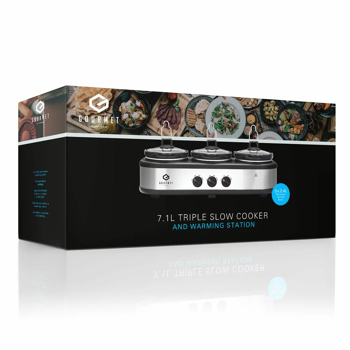 SensioHome Gourmet Triple Slow Cooker & Warming Station 7.1L