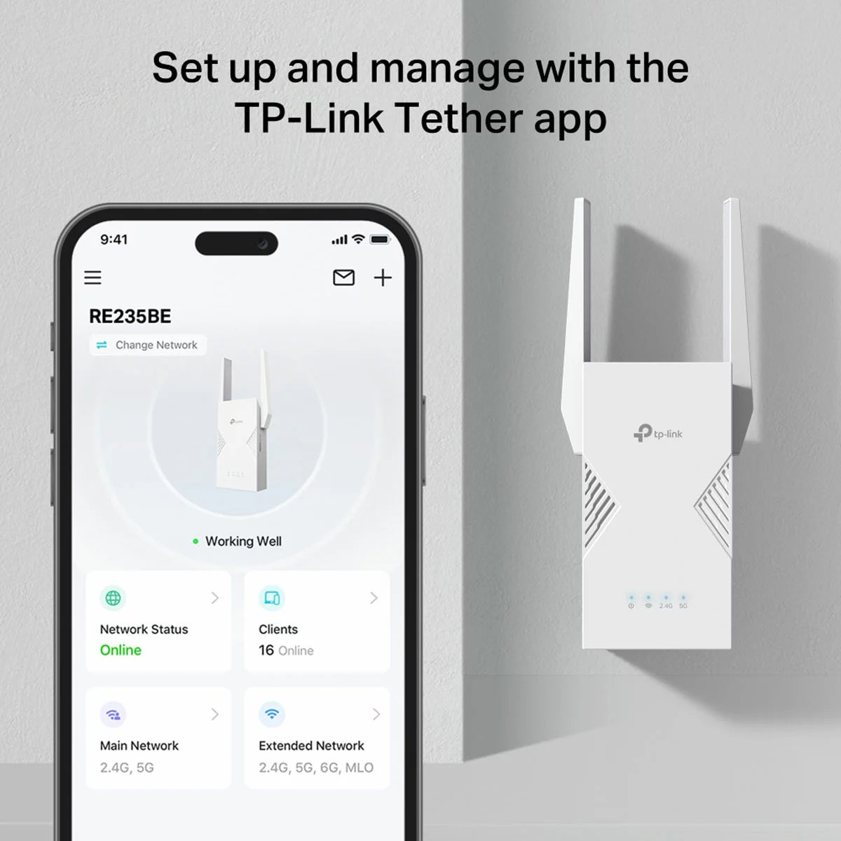 TP-Link RE235BE Dual-band WiFi 7 Range Extender, BE3600