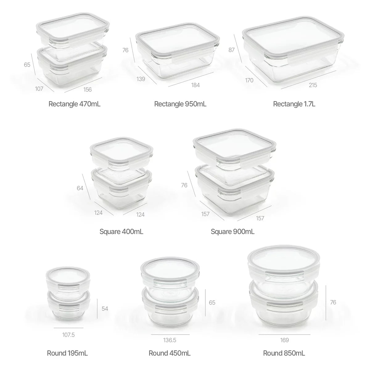 Glasslock Food Storage Set, 26 Piece & 28 Piece, Two Option