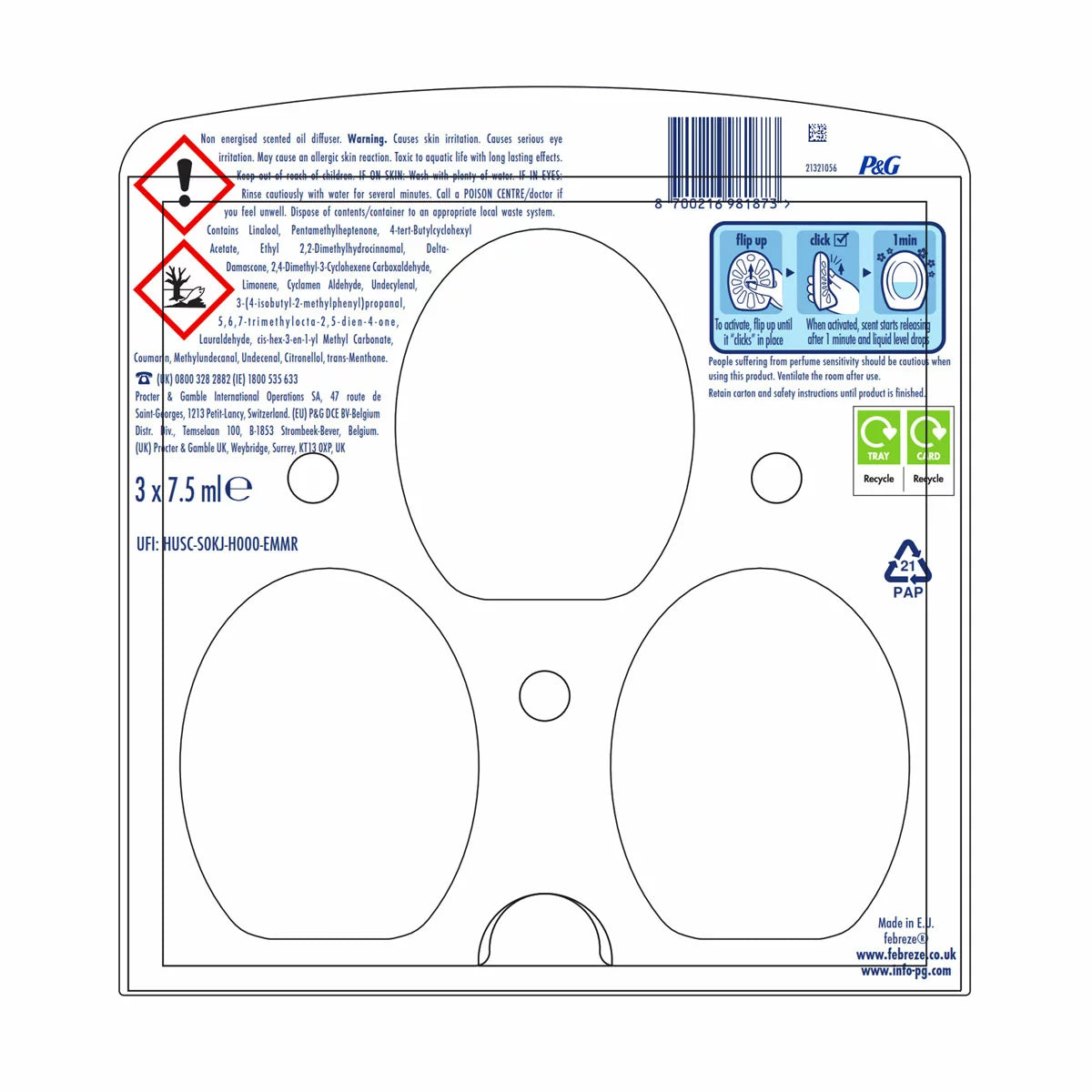 Febreze Spring Awakening Bathroom Gel, 2 x 3 Pack