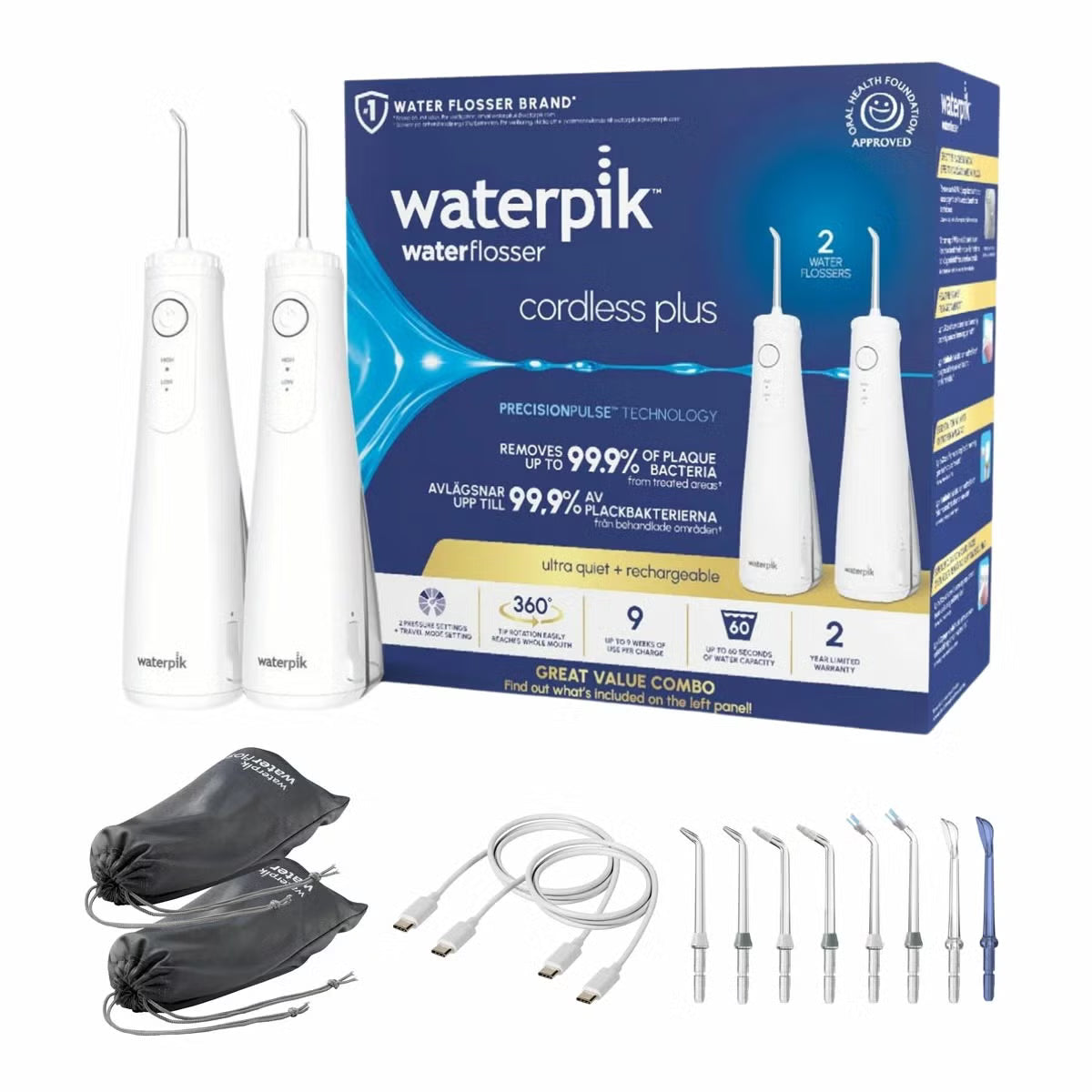 Waterpik WF-26UK010 Cordless Plus Water Flosser Combo Pack in white