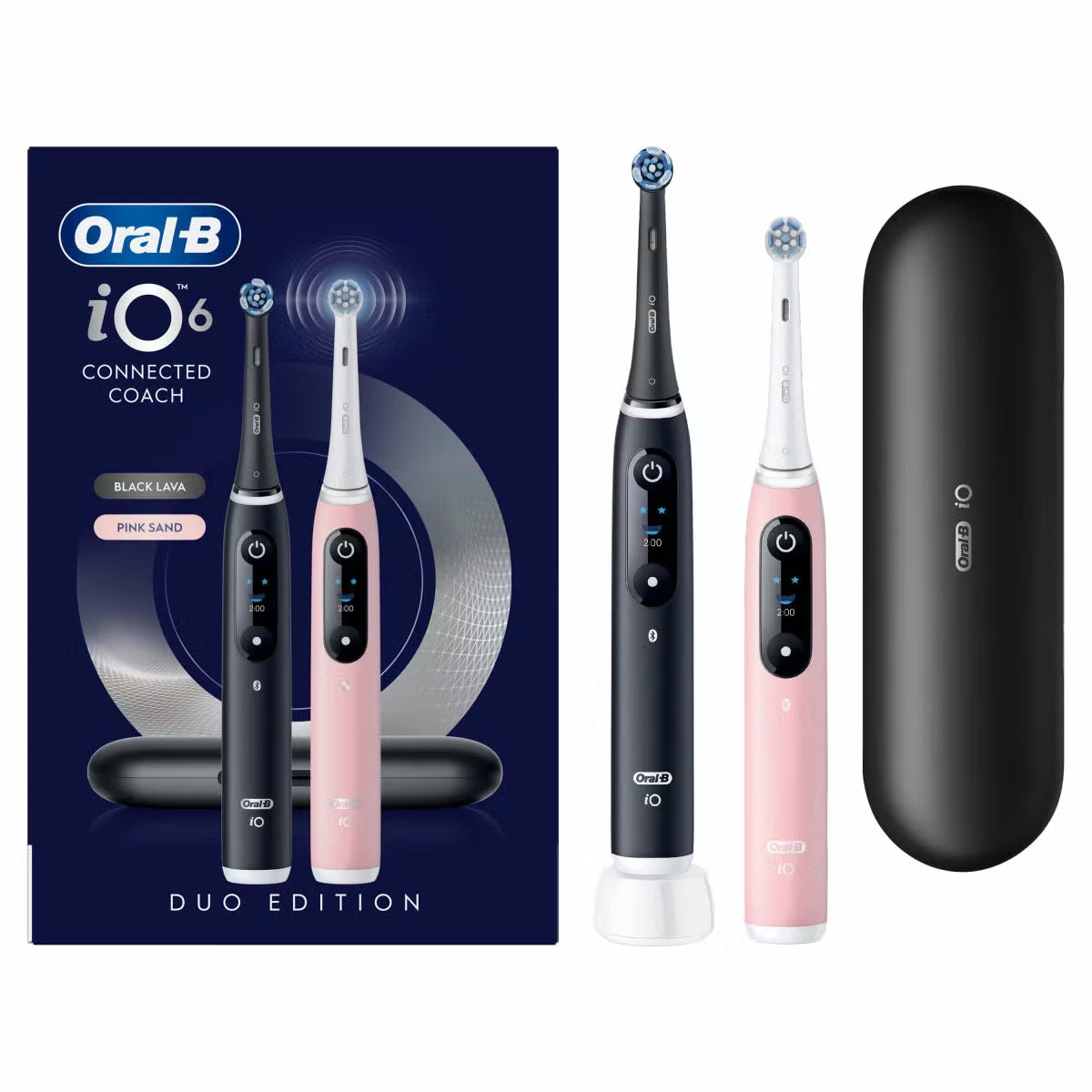 Oral B iO 6 Duo Pack Power Electric Toothbrush in Black Lava & Pink Sand