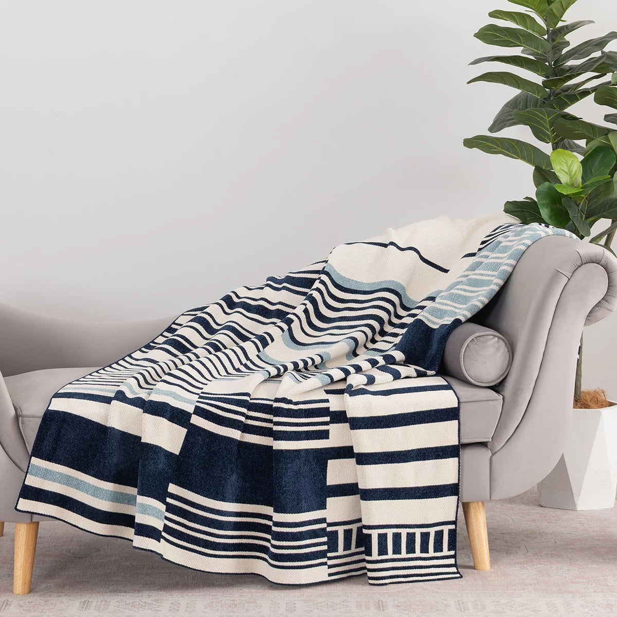 Berkshire Chenille Striped Throw in 3 Colours, 152 x 178 cm