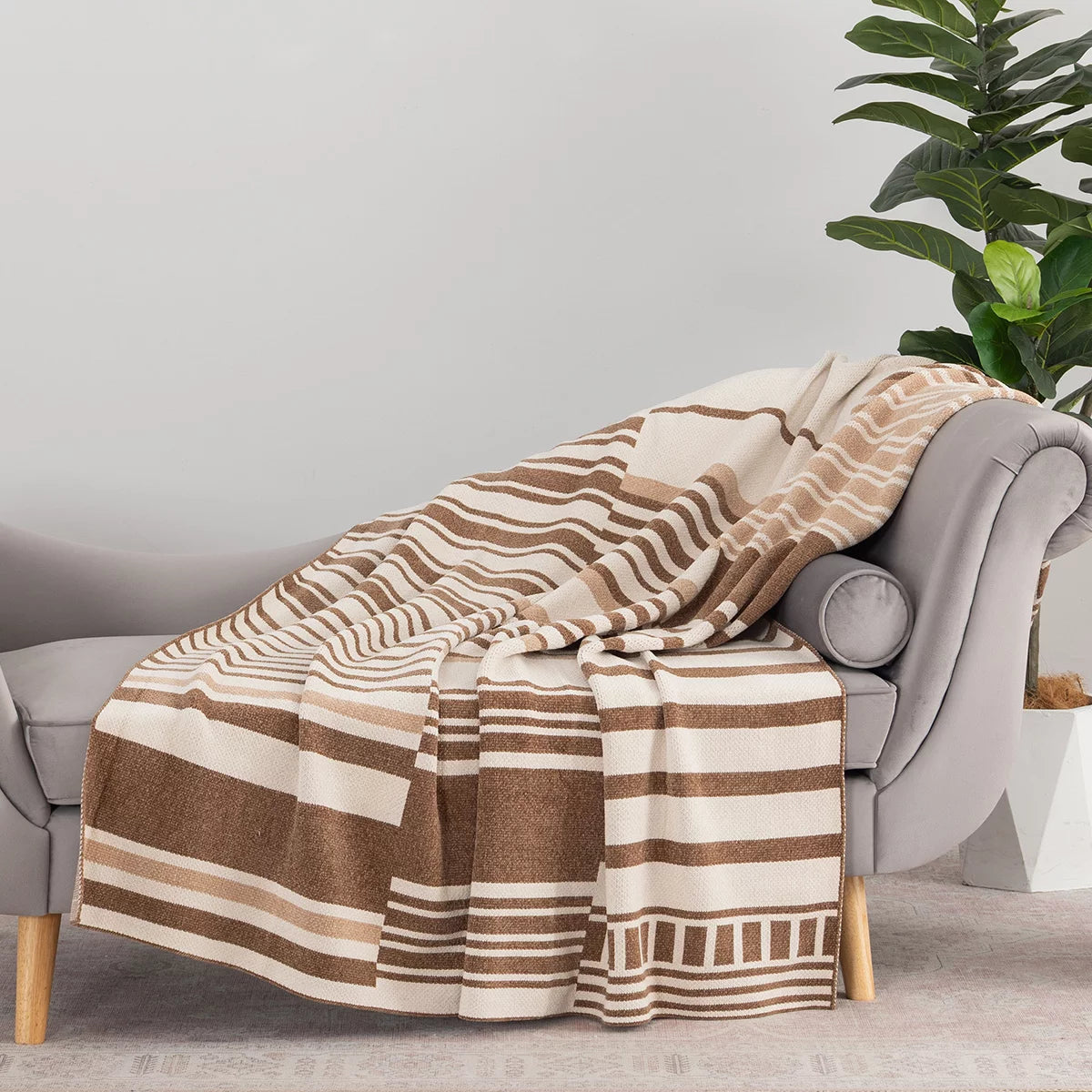 Berkshire Chenille Striped Throw in 3 Colours, 152 x 178 cm