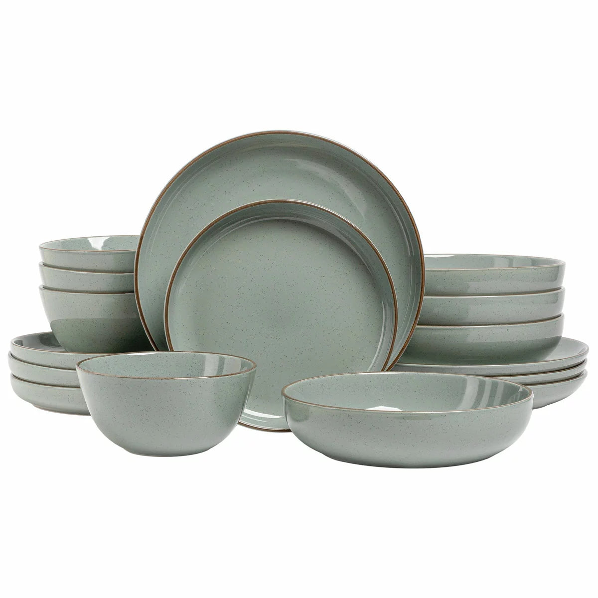 Over & Back Stoneware Dinnerware Set, 16 Piece in 2 Colours