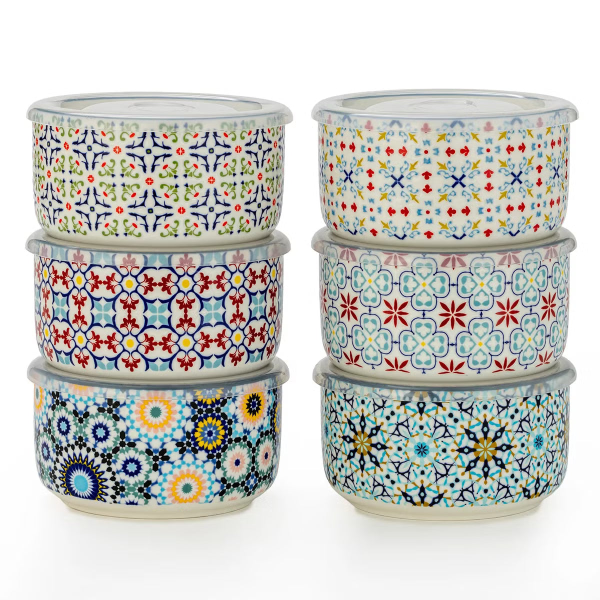 Signature Stoneware Bowls with Lids, 6 Pack