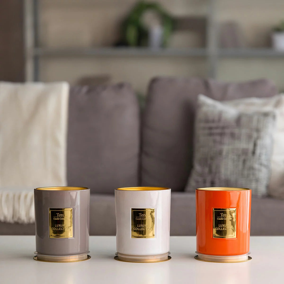 Torc Fragranced Candles, 3 Pack in Fig & Vetiver Blossom, Sandalwood & Vanilla, Seville Orange & Pomegranate