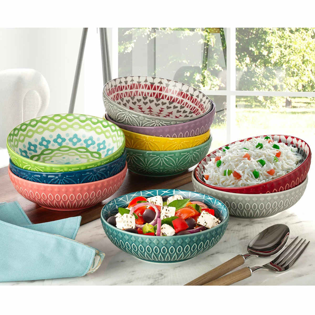 Signature Housewares Stoneware Bowls, 10 Piece